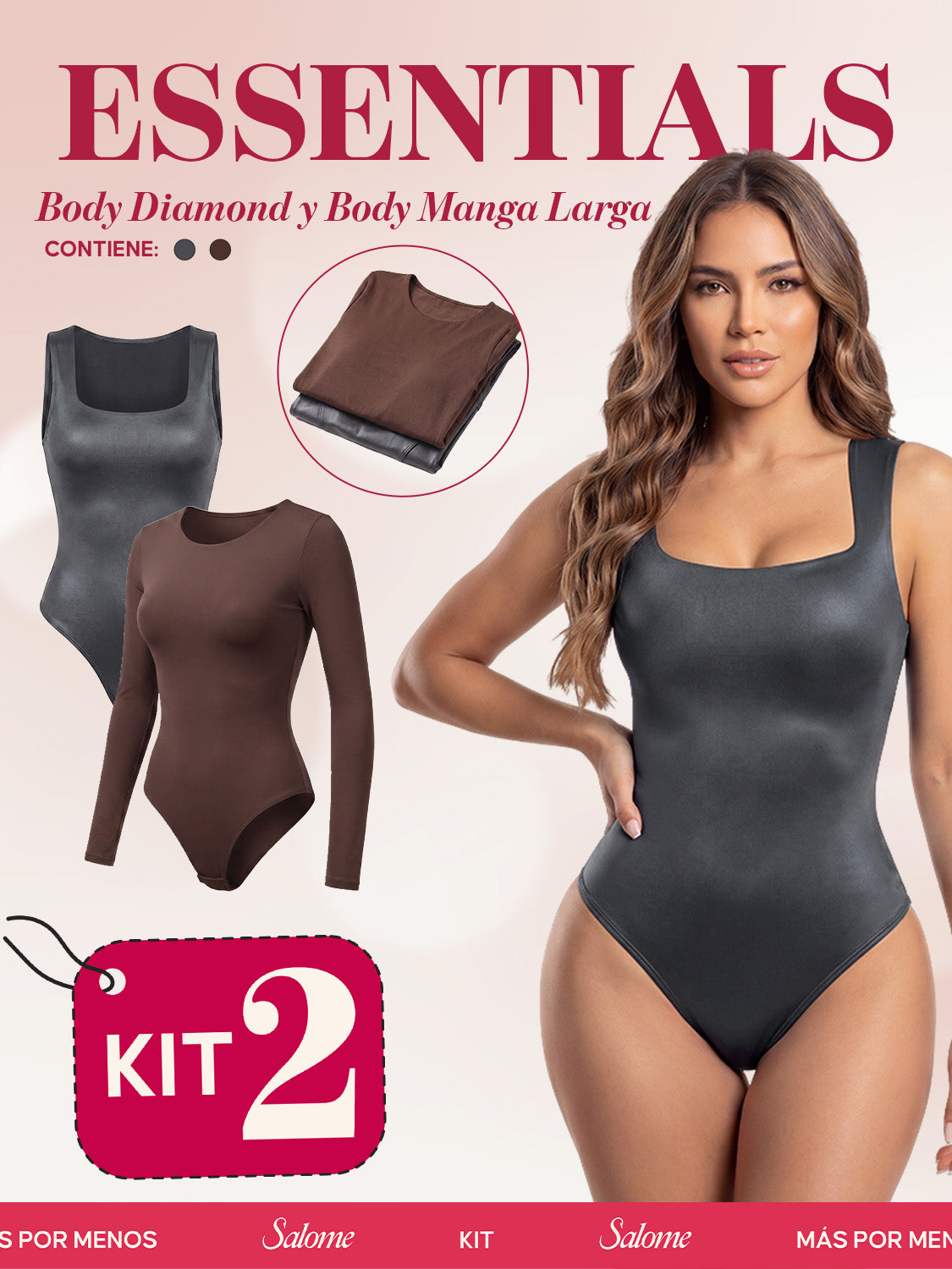 Kit Body Diamond Escote Cuadrado & Manga Larga Microfibra | Salome 5006 + 5008 | 03L5