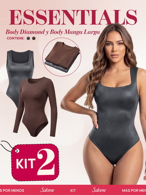 Kit Body Diamond Escote Cuadrado & Manga Larga Microfibra | Salome 5006 + 5008 | 03L5