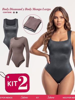 Kit Body Diamond Escote Cuadrado & Manga Larga Microfibra | Salome 5006 + 5008 | 03L5