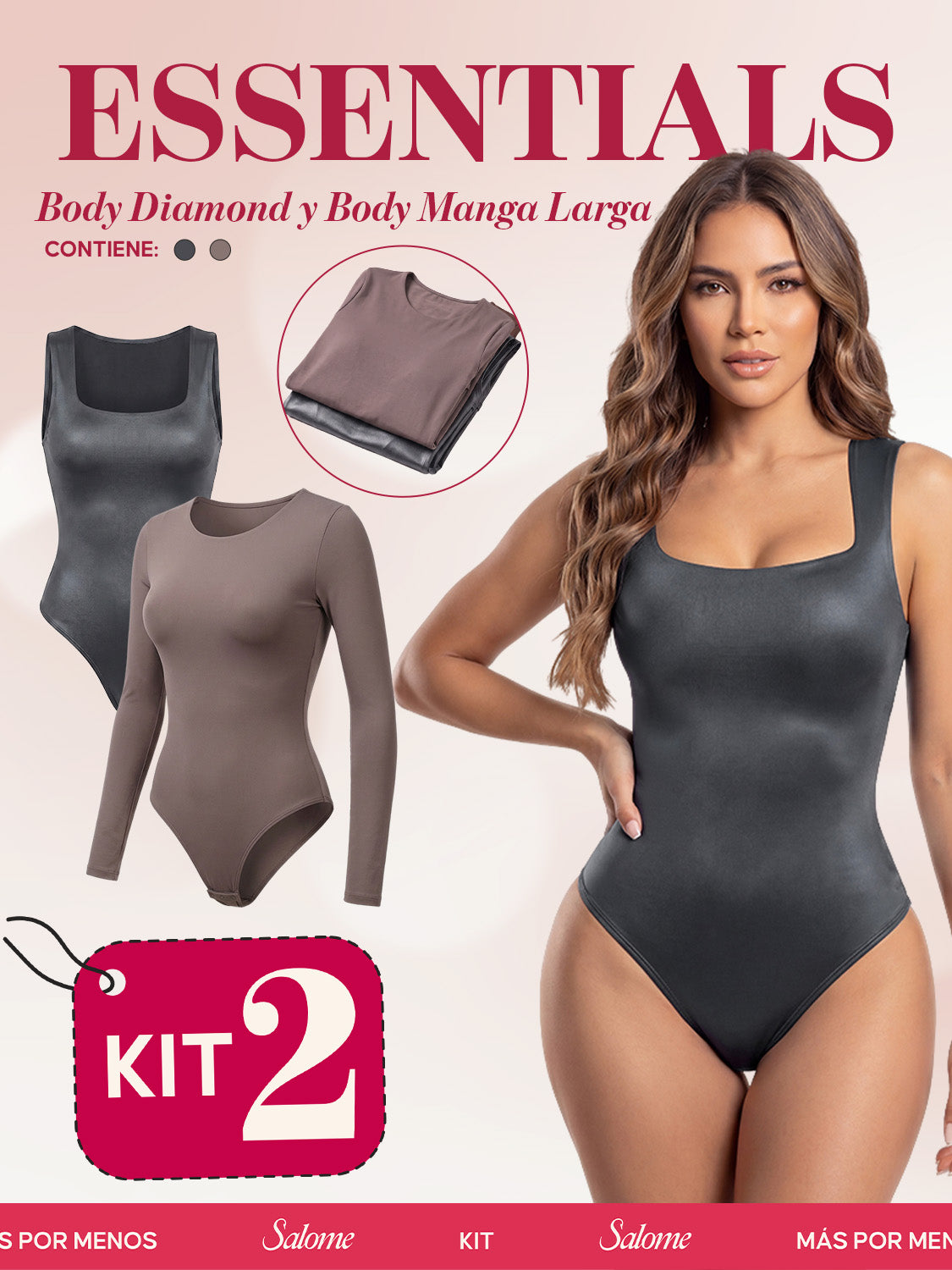 Kit Body Diamond Escote Cuadrado & Manga Larga Microfibra | Salome 5006 + 5008 | 03L5