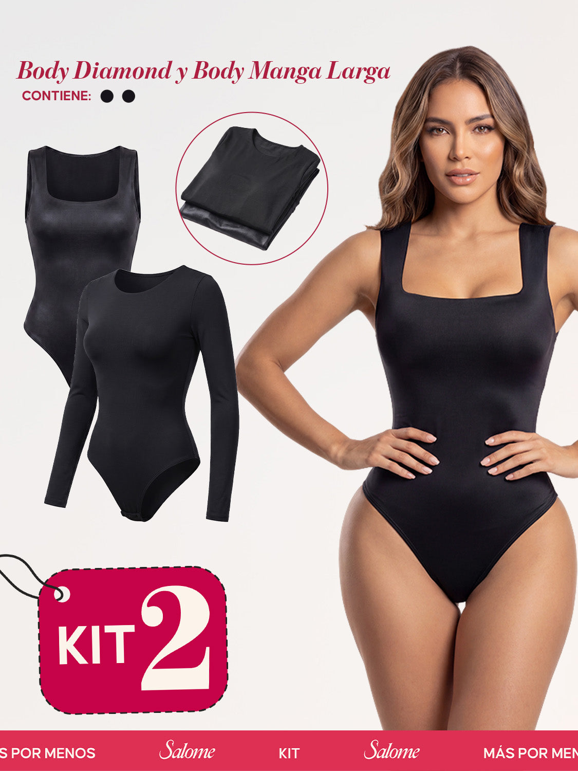Kit Body Diamond Escote Cuadrado & Manga Larga Microfibra | Salome 5006 + 5008 | 03L5