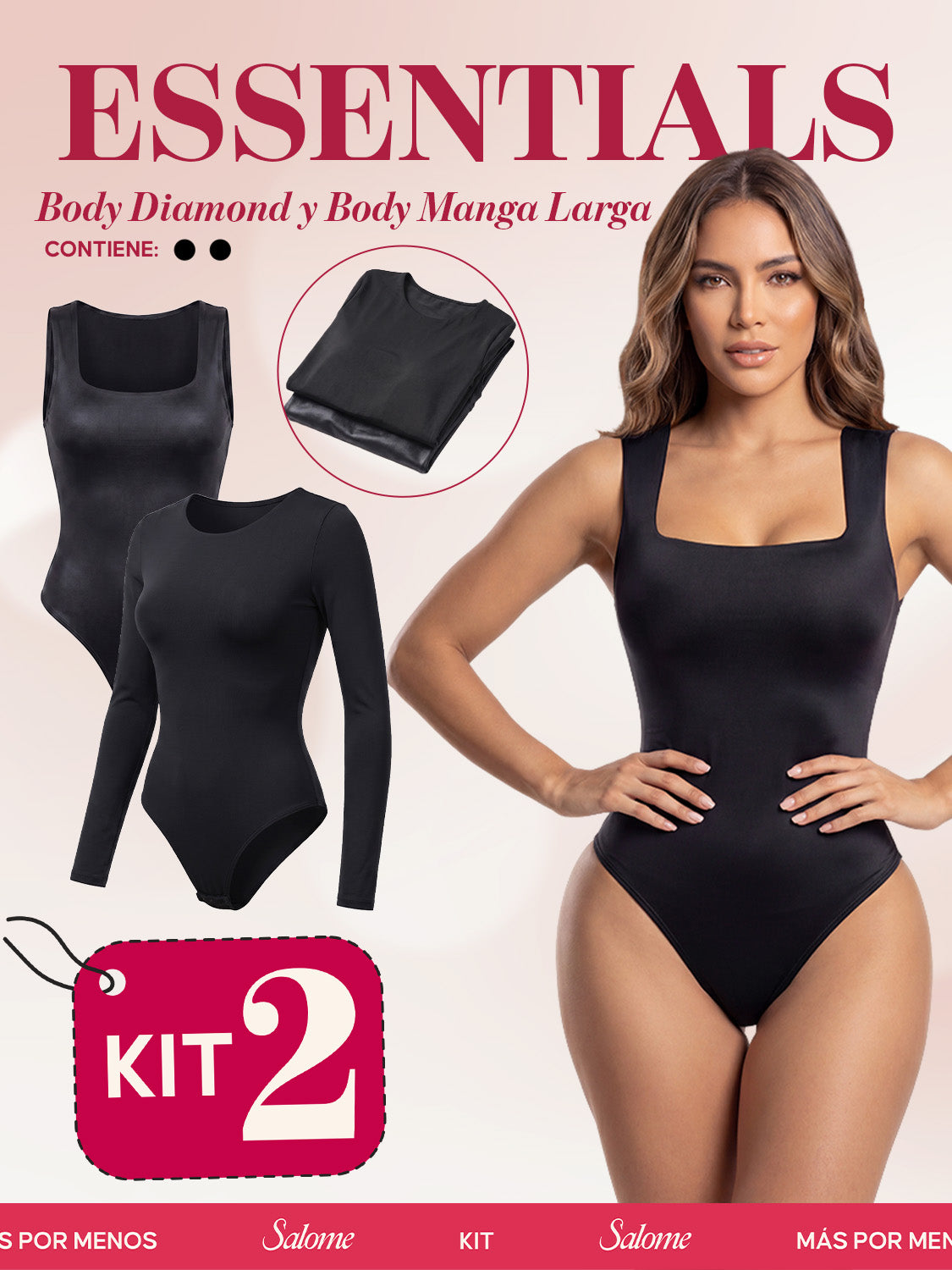 Kit Body Diamond Escote Cuadrado & Manga Larga Microfibra | Salome 5006 + 5008 | 03L5