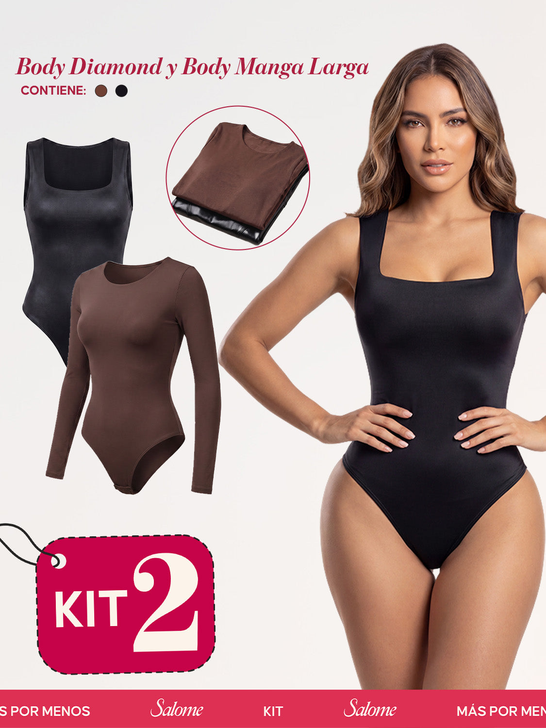 Kit Body Diamond Escote Cuadrado & Manga Larga Microfibra | Salome 5006 + 5008 | 03L5