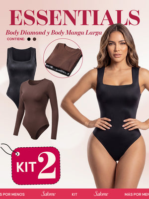 Kit Body Diamond Escote Cuadrado & Manga Larga Microfibra | Salome 5006 + 5008 | 03L5