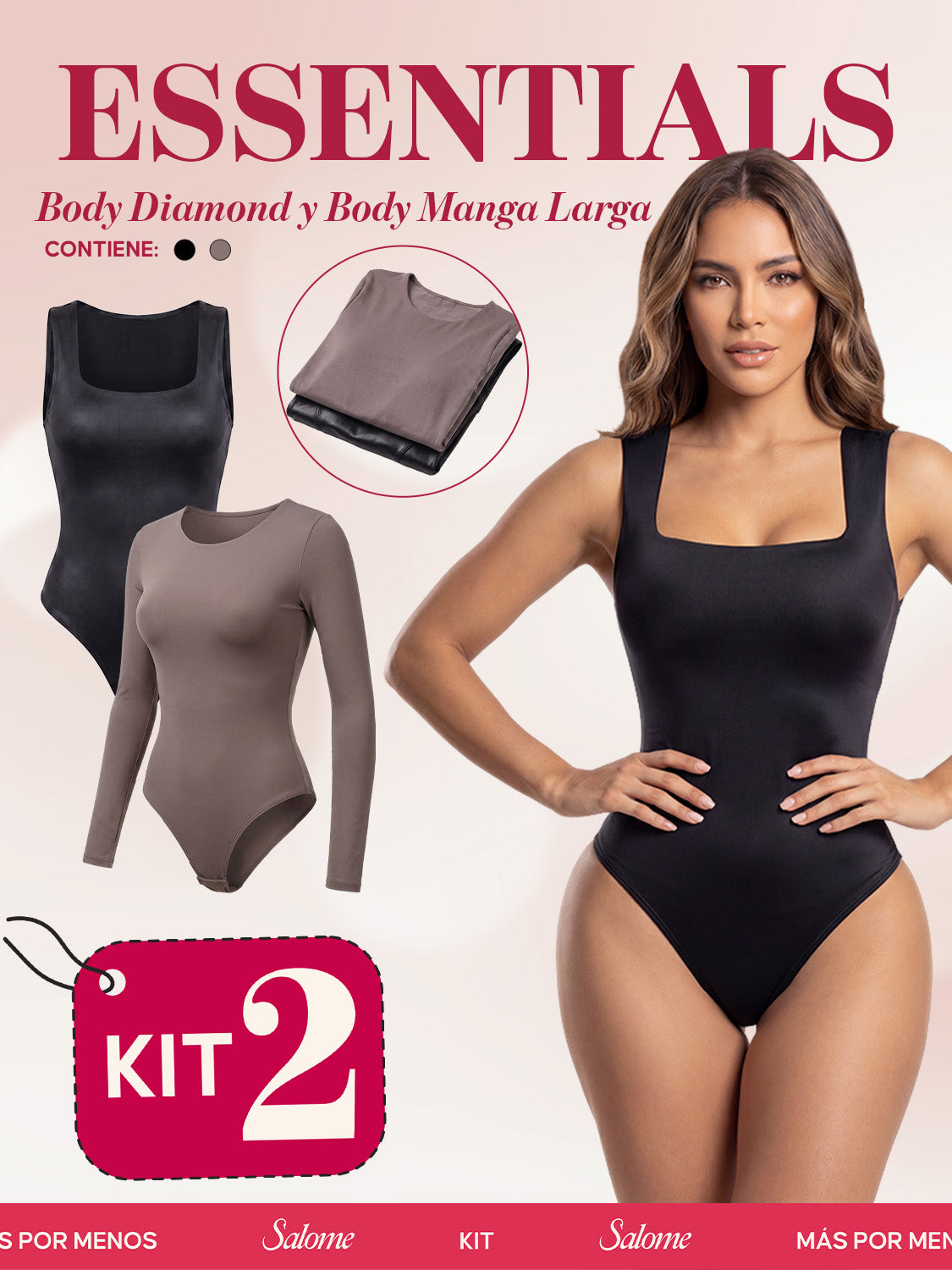 Kit Body Diamond Escote Cuadrado & Manga Larga Microfibra | Salome 5006 + 5008 | 03L5