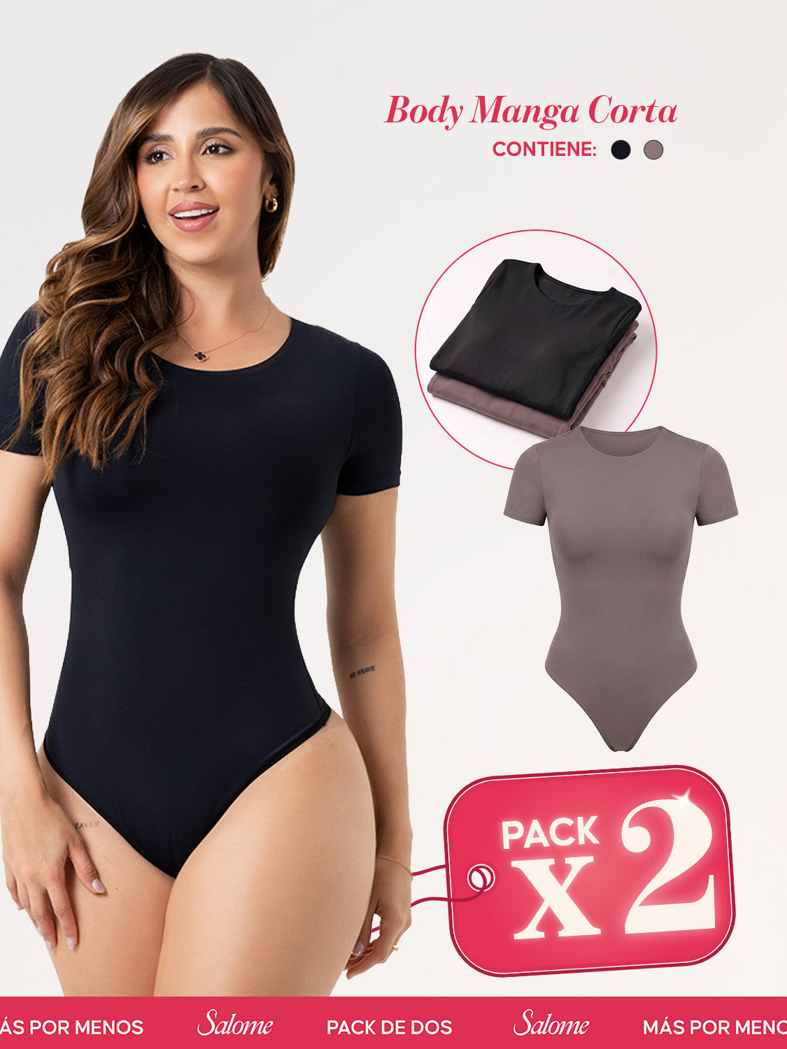 2 Pack Body Manga Corta: Sin Costuras y Elegancia | Salome 5007 | Ant 01L5