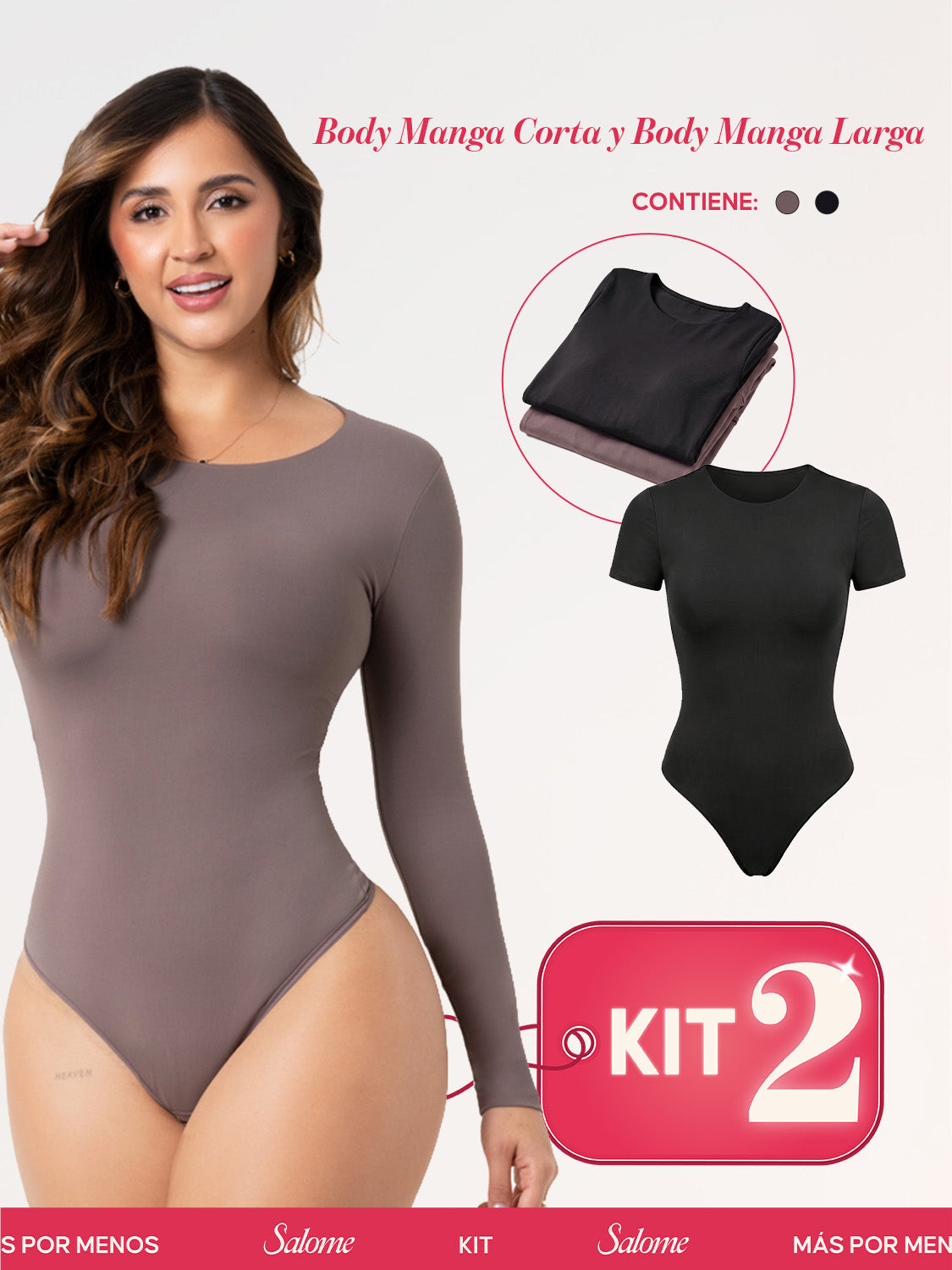 Kit Bodys Manga Corta y Larga: Microfibra | Salome 5008 + 5007 | Ant TD03L5 + TD01L5