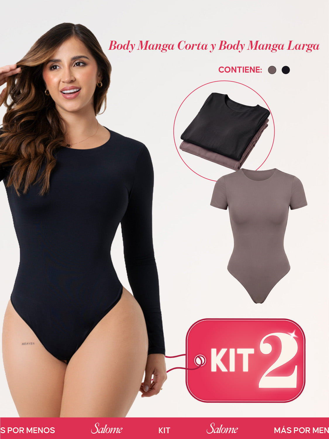 Kit Bodys Manga Corta y Larga: Microfibra | Salome 5008 + 5007 | Ant TD03L5 + TD01L5
