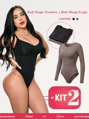 Kit 2 Bodys: Tanga Seamless y Manga Larga | Salome 5601 + 5008 | Ant 7001 + 03L5