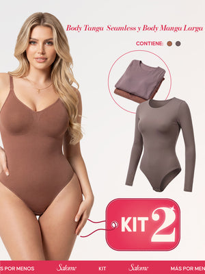Kit 2 Bodys: Tanga Seamless y Manga Larga | Salome 5601 + 5008 | Ant 7001 + 03L5
