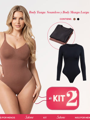 Kit 2 Bodys: Tanga Seamless y Manga Larga | Salome 5601 + 5008 | Ant 7001 + 03L5