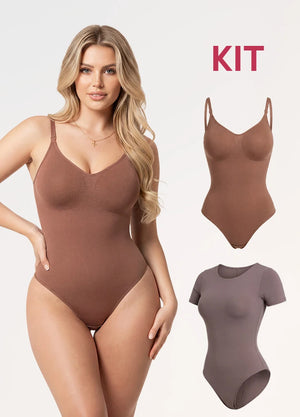 Kit 2 Bodys: Tanga Seamless y Manga Corta |  Salome 7001 + 01L5