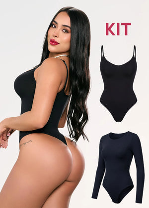 Kit 2 Bodys: Tanga Seamless y Manga Larga | Salome 7001 + 03L5