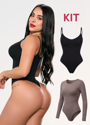 Kit 2 Bodys: Tanga Seamless y Manga Larga | Salome 7001 + 03L5