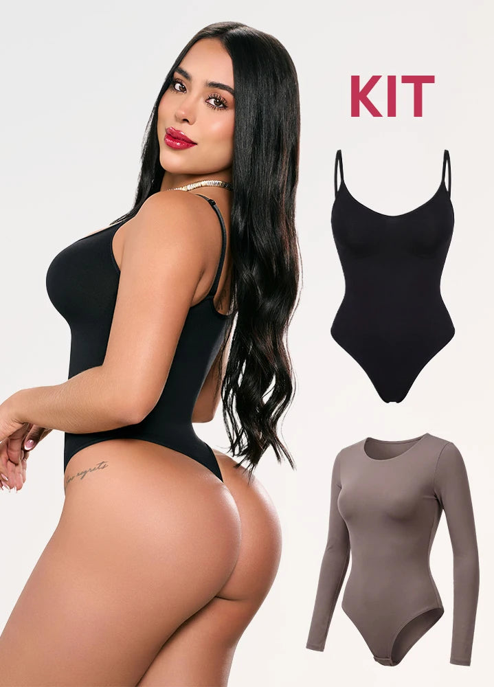 Kit 2 Bodys: Tanga Seamless y Manga Larga | Salome 7001 + 03L5
