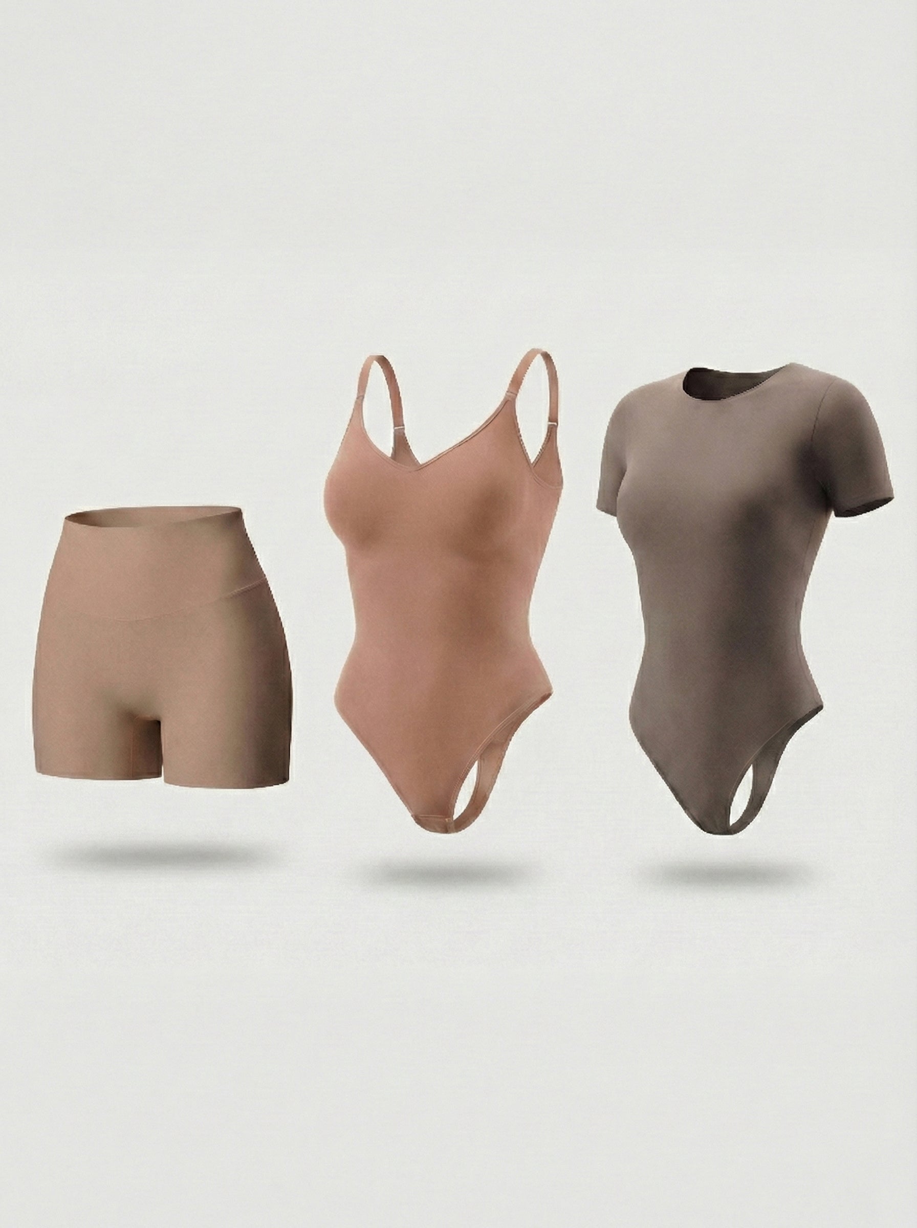 Kit de Navidad Salome | Body Manga Corta, Body Tiras Finas y Short Moldeador