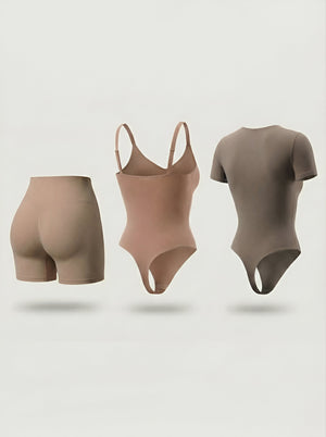 Kit de Navidad Salome | Body Manga Corta, Body Tiras Finas y Short Moldeador