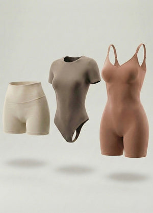 Kit de Navidad Salome | Body Manga Corta, Body a Media Pierna y Short Moldeador
