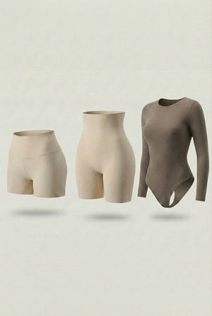 Trío Esencial Salome: 2 Shorts Moldeadores + 1 Body Manga Larga