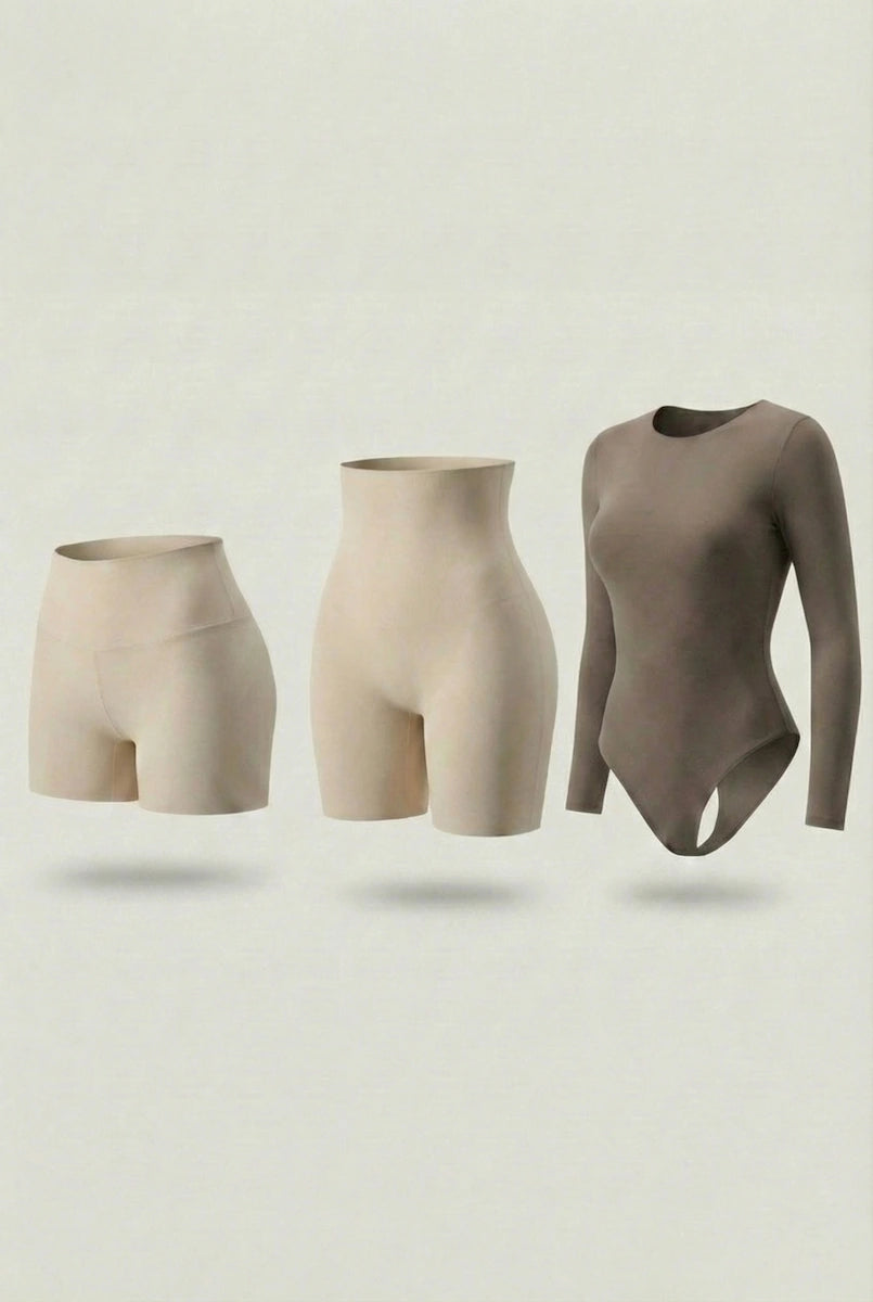 Trío Esencial Salome: 2 Shorts Moldeadores + 1 Body Manga Larga