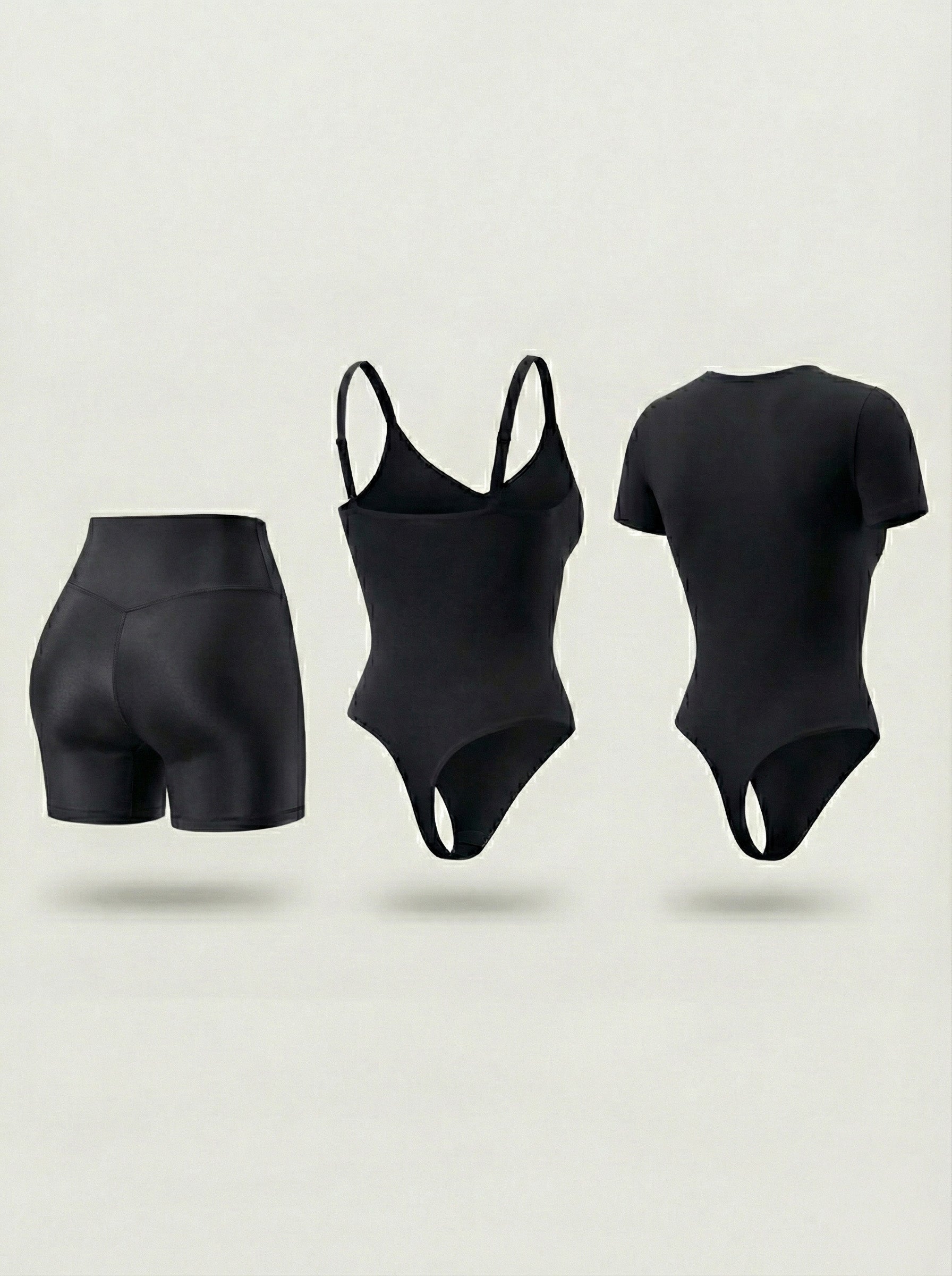 Kit de Navidad Salome | Body Manga Corta, Body Tiras Finas y Short Moldeador