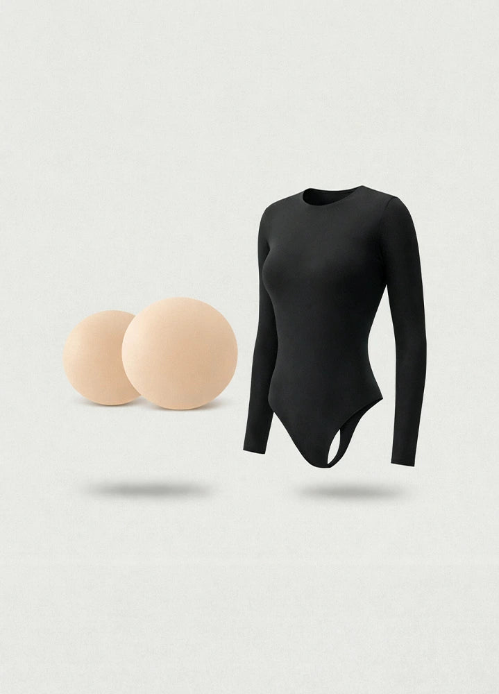 Kit Cero Marcas Salome: Body Manga Larga + Cubre Pezones