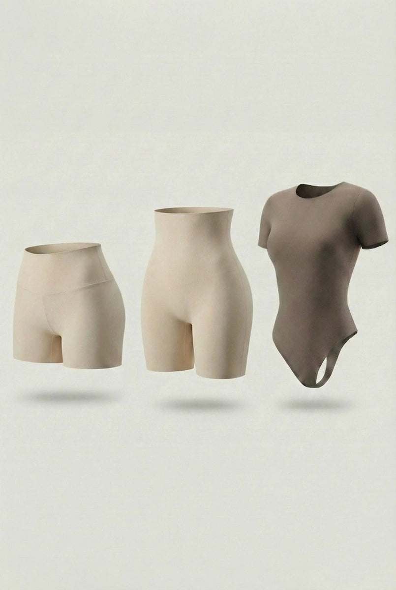 Trío Esencial Salome: 2 Shorts Moldeadores + 1 Body Manga Corta