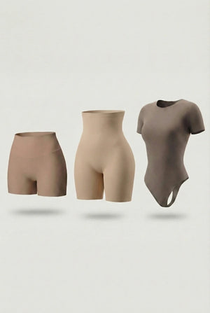 Trío Esencial Salome: 2 Shorts Moldeadores + 1 Body Manga Corta
