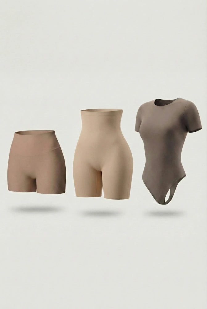 Trío Esencial Salome: 2 Shorts Moldeadores + 1 Body Manga Corta