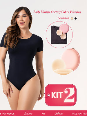 Kit Salome TD01L5: Body Manga Corta + Cubre Pezones Invisibles