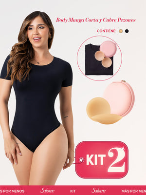 Kit Salome TD01L5: Body Manga Corta + Cubre Pezones Invisibles