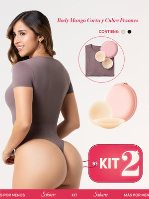 Kit Salome TD01L5: Body Manga Corta + Cubre Pezones Invisibles