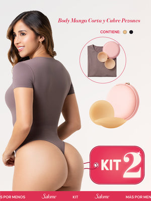 Kit Salome TD01L5: Body Manga Corta + Cubre Pezones Invisibles