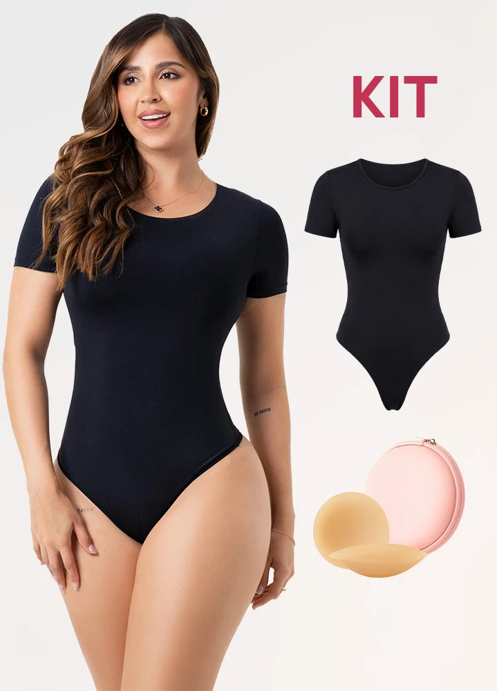 Kit Salome TD01L5: Body Manga Corta + Cubre Pezones Invisibles