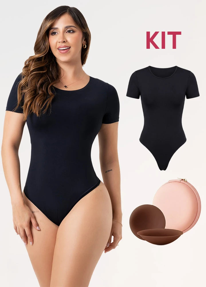 Kit Salome TD01L5: Body Manga Corta + Cubre Pezones Invisibles