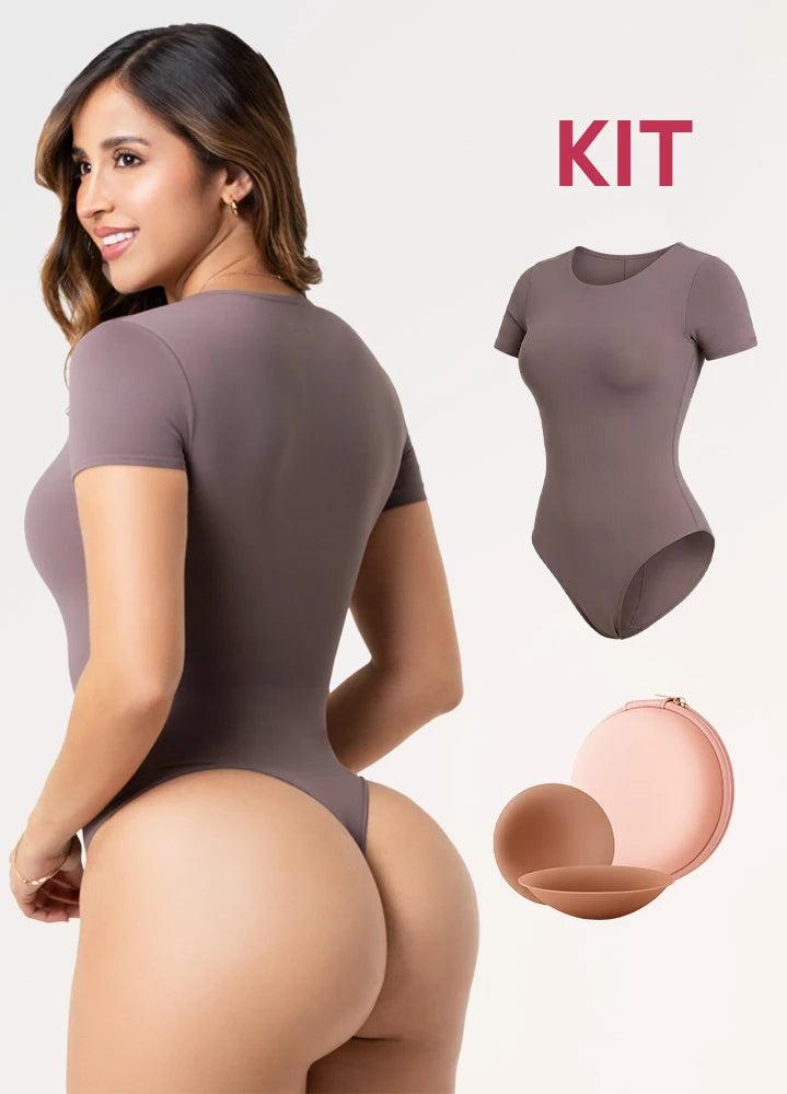 Kit Salome TD01L5: Body Manga Corta + Cubre Pezones Invisibles