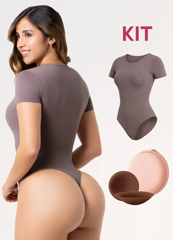 Kit Salome TD01L5: Body Manga Corta + Cubre Pezones Invisibles
