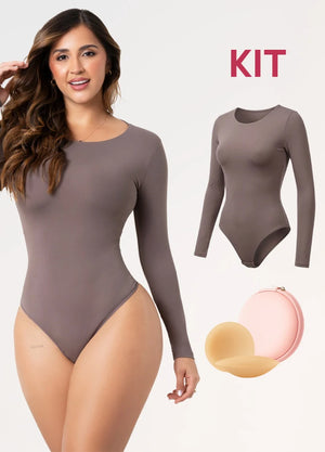 Kit Cero Marcas Salome: Body Manga Larga TD03L5 + Cubre Pezones