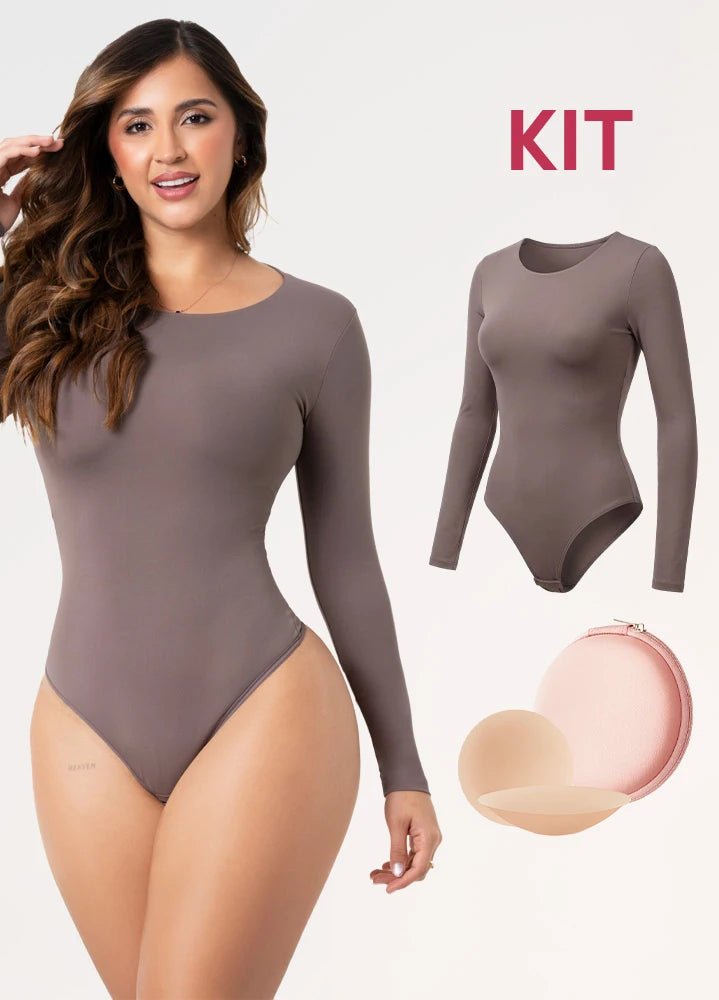 Kit Cero Marcas Salome: Body Manga Larga TD03L5 + Cubre Pezones