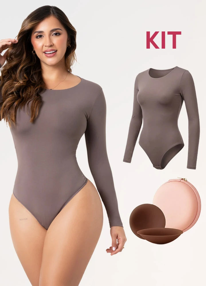 Kit Cero Marcas Salome: Body Manga Larga TD03L5 + Cubre Pezones