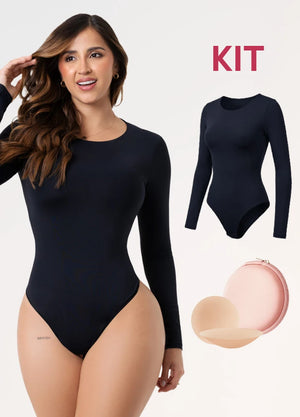 Kit Cero Marcas Salome: Body Manga Larga TD03L5 + Cubre Pezones