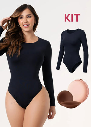 Kit Cero Marcas Salome: Body Manga Larga TD03L5 + Cubre Pezones