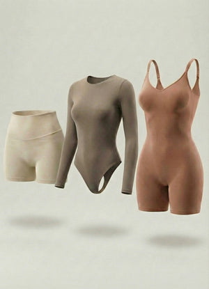 Kit de Navidad Salome | Body Manga Larga, Body a Media Pierna y Short Moldeador