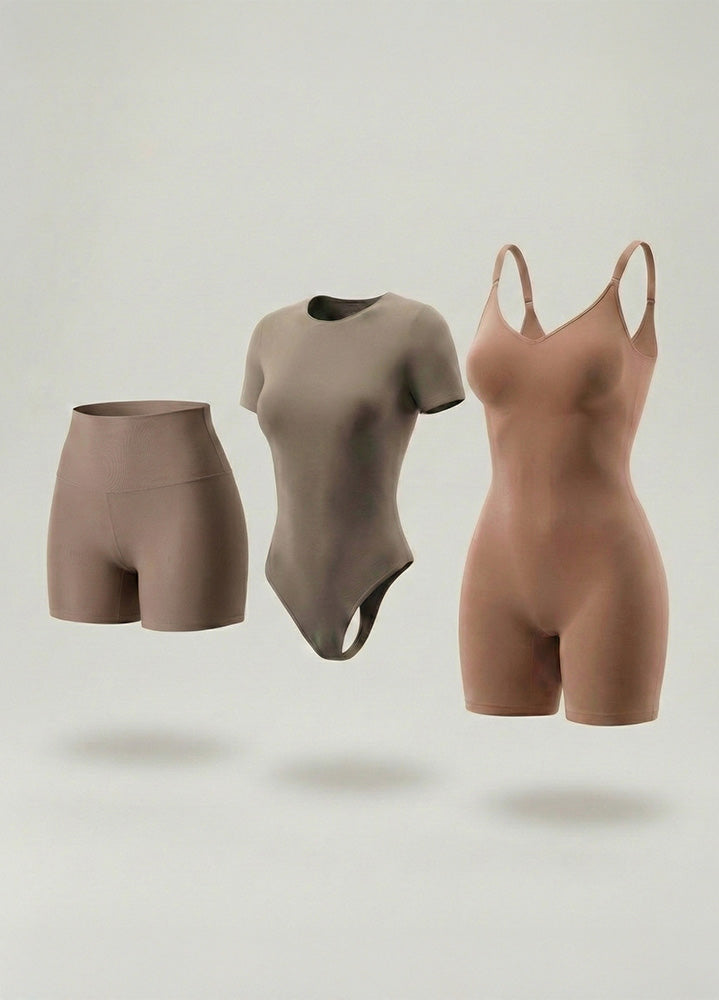 Kit de Navidad Salome | Body Manga Corta, Body a Media Pierna y Short Moldeador