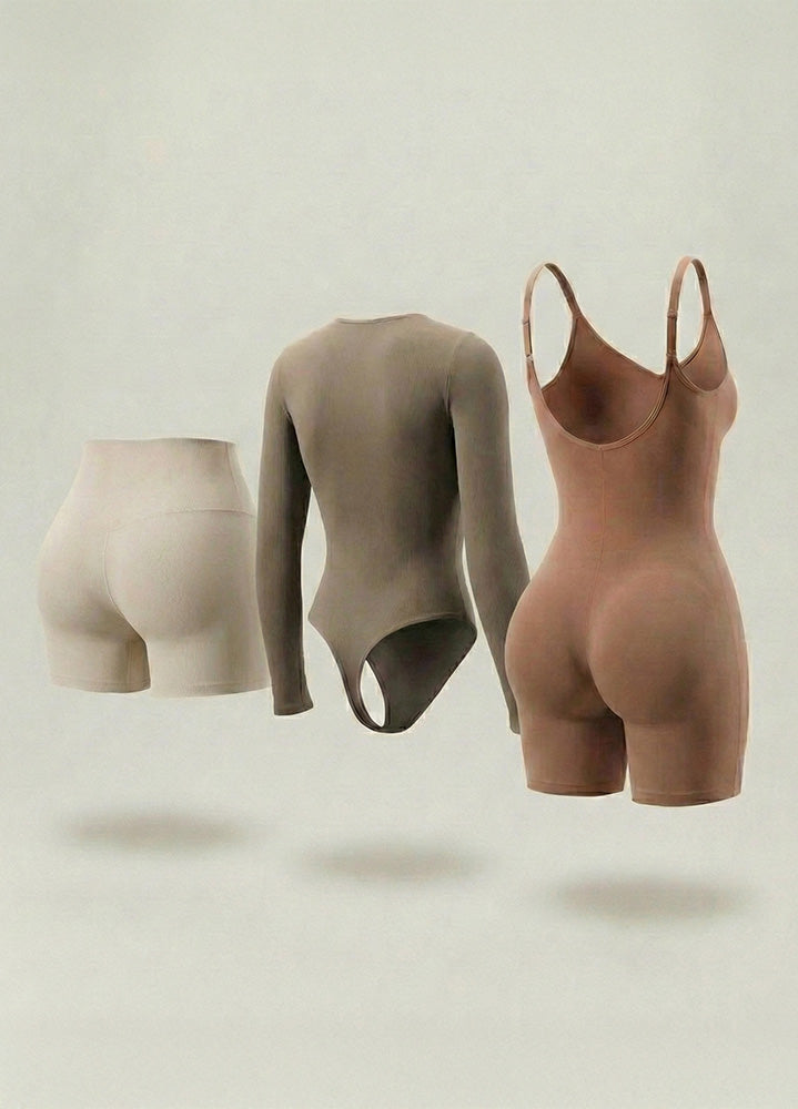 Kit de Navidad Salome | Body Manga Larga, Body a Media Pierna y Short Moldeador