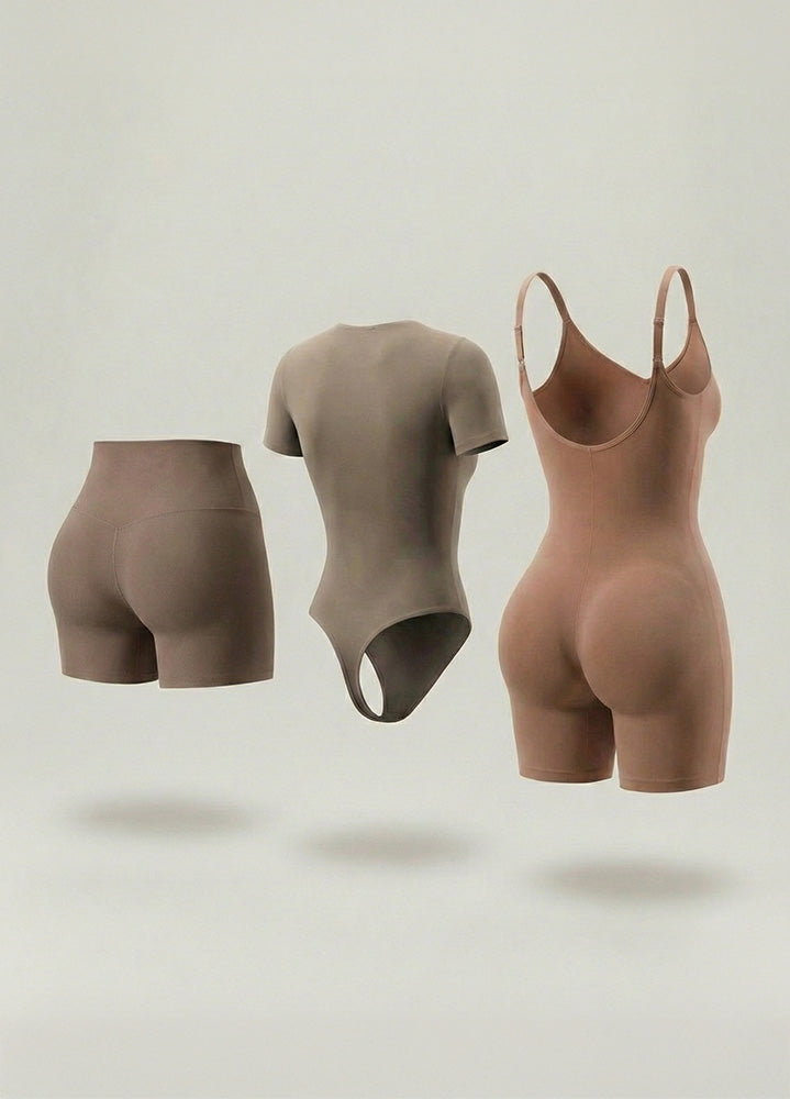 Kit de Navidad Salome | Body Manga Corta, Body a Media Pierna y Short Moldeador