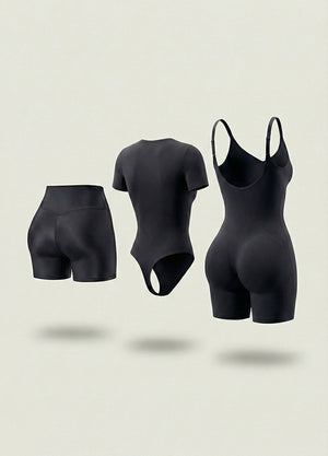 Kit de Navidad Salome | Body Manga Corta, Body a Media Pierna y Short Moldeador
