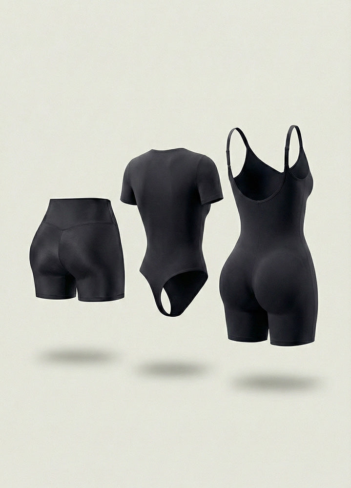 Kit de Navidad Salome | Body Manga Corta, Body a Media Pierna y Short Moldeador